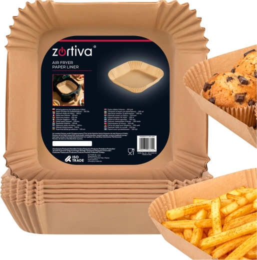 Feuilles en papier Zortiva pour friteuse à air 23 × 23 cm – 100 pcs