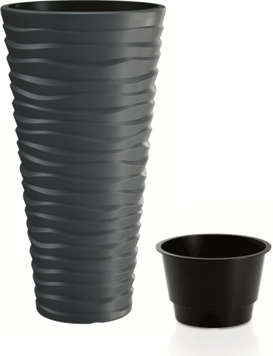 Jardinière Prosperplast Sand Slim anthracite 75 cm avec insert