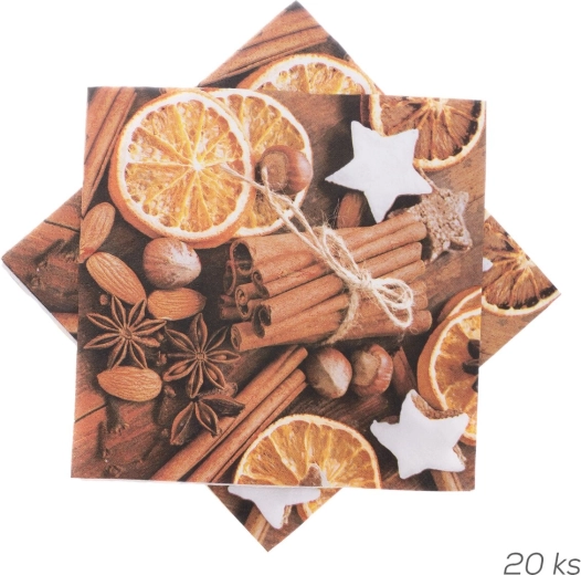 Serviettes en papier motif cannelle 33 × 33 cm, 20 pcs