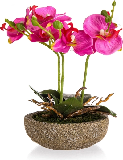 Fuchsia artificiel dans un pot en béton 21,5 cm