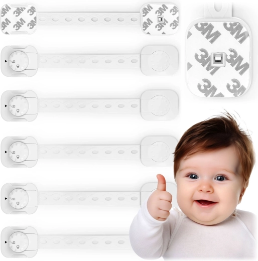 Serrures de sécurité pour enfants RICOKIDS pour placards, lot de 6, blanches