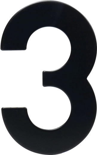 Numéro de maison 3, 95 mm, acier inoxydable, noir mat