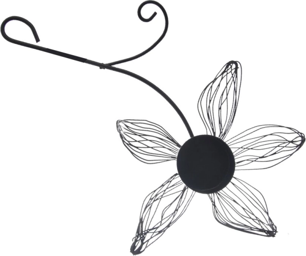 Bougeoir en métal Fleur noir 24 cm
