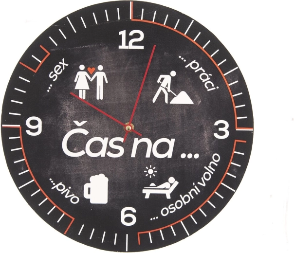 Horloge murale en matériau imitation bois avec l’inscription « Il est temps de… », 34 cm