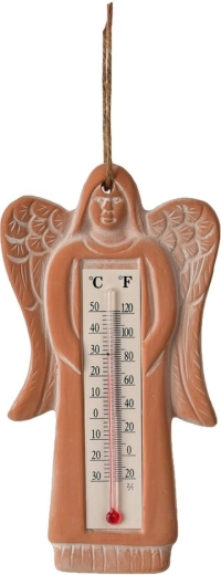 Thermomètre mural en céramique avec motif d’ange brun