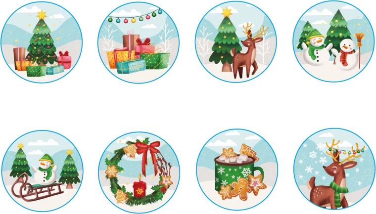 Autocollants ronds de Noël 2,5 cm – 200 pcs