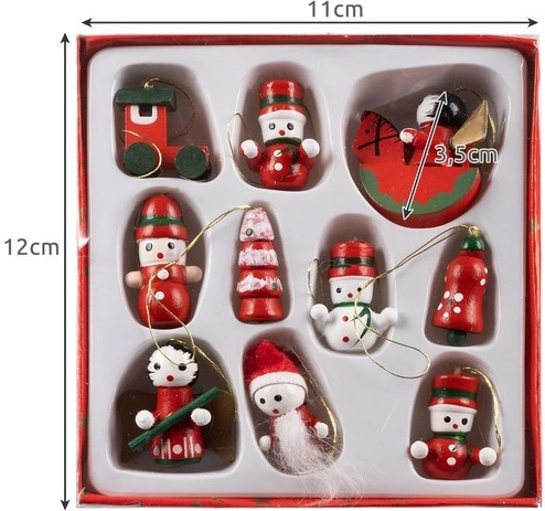 Set de 10 décorations en bois avec des motifs de Noël