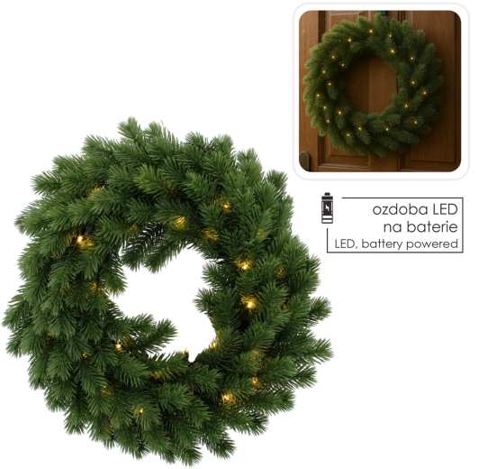 Couronne LED verte à piles, 40 cm