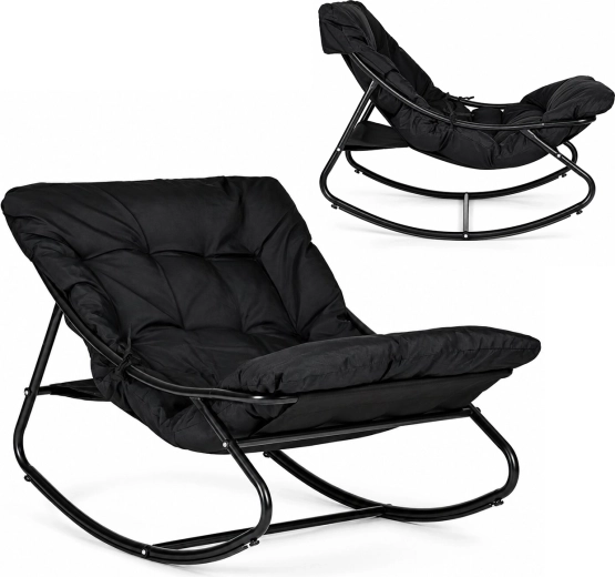 Chaise longue de jardin à bascule avec coussin MultiGarden noire