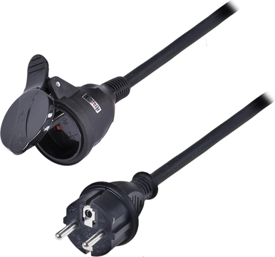 Solight rallonge en caoutchouc avec une prise 5 m noir