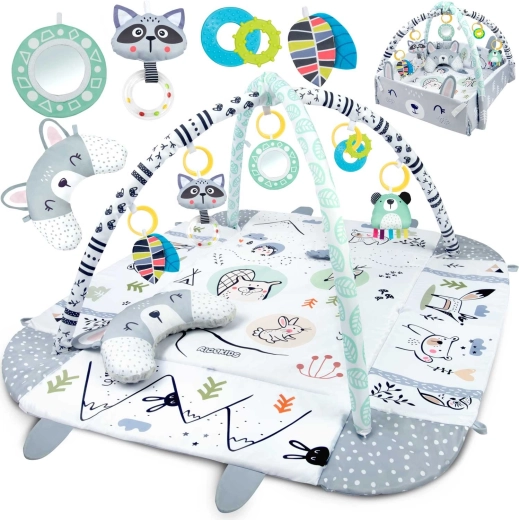Tapis d’éveil éducatif interactif 3‑en‑1 RICOKIDS Lapin 110 × 100 cm