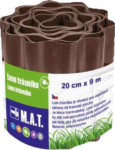 Bordure de gazon en plastique 20 cm × 9 m, marron