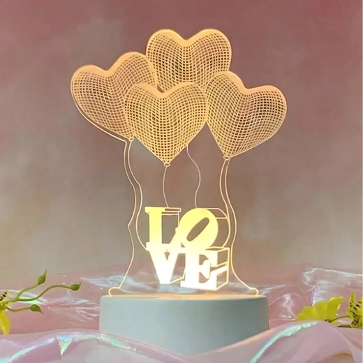 Lampe de nuit LED cœur Love illusion 3D sur USB