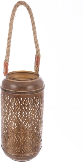Bougeoir Blade en métal et jute marron-doré 24 cm