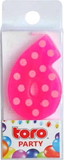 Bougie d’anniversaire chiffre 6 TORO à piquer 4,5 cm