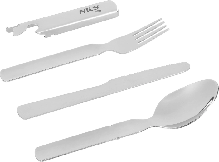 Couverts de voyage en acier inoxydable NILS Camp – ensemble compact pour le camping