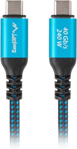 Câble USB‑C USB4 0,5 m, 240 W, 8K 60 Hz – noir‑bleu