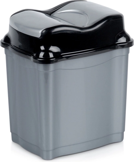 Poubelle en plastique 5 l avec couvercle basculant, grise