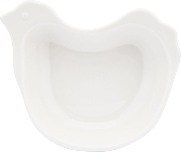 Bol de service en porcelaine en forme de poule, crème