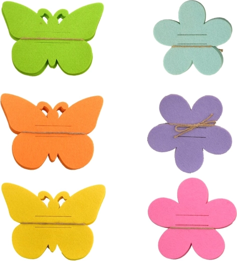 Pochette à couverts en feutre avec motif fleur ou papillon (assortiment)
