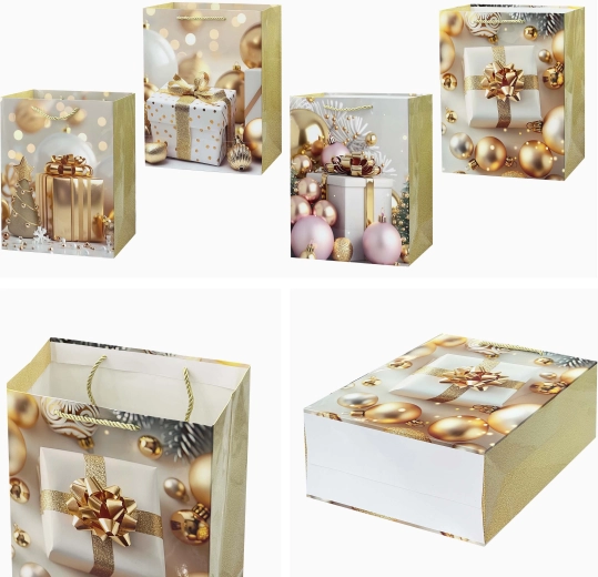 Sac cadeau de Noël 23 × 18 × 10 cm, motifs assortis
