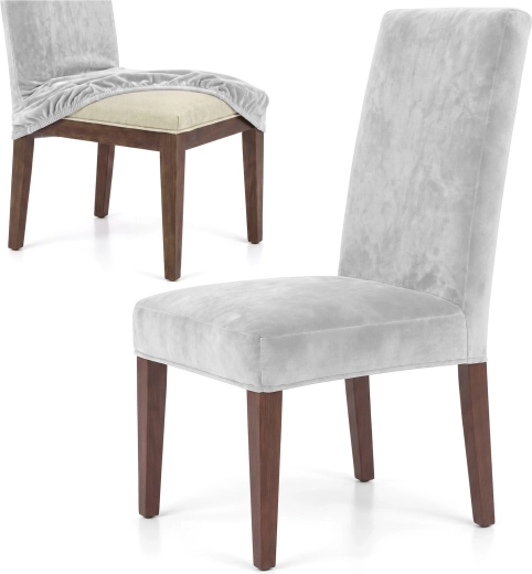 Housse de chaise extensible en velours Glimz grise