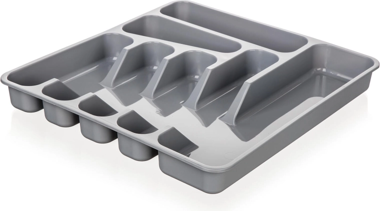 Casiers à couverts en plastique pour tiroir 39,5 × 37 × 5 cm – gris