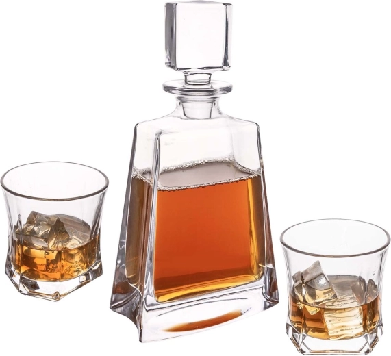 Ensemble complet : carafe + 2 verres au design assorti