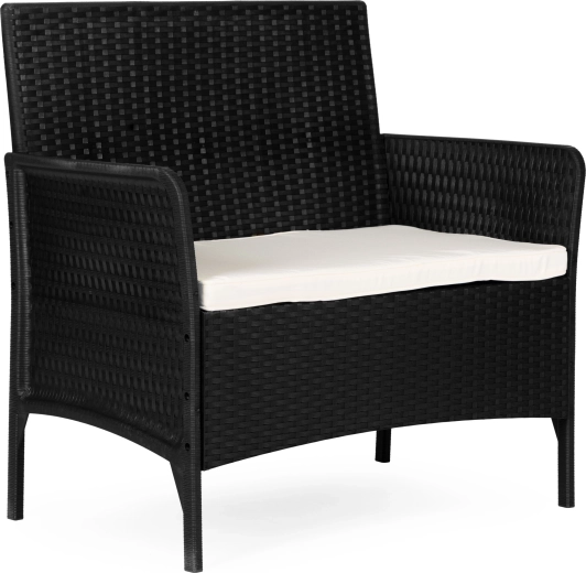 Banc de jardin deux places avec coussin, noir, MultiGarden