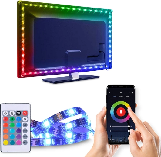 Ruban LED intelligent Wi-Fi RGB Solight pour rétroéclairage TV, 4 × 50 cm, USB