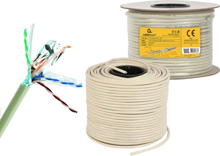 Câble réseau FTP Cat 6 CCA 100 m gris