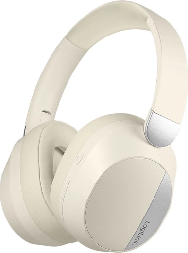 Casque sans fil crème avec microphone et ANC
