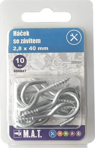Crochet à vis 20 × 2,3 mm, zingué (10 pcs)