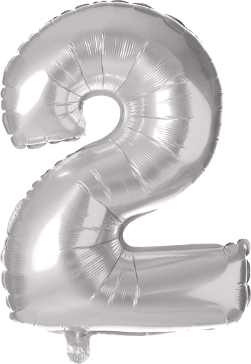 Ballon en aluminium TORO chiffre 2, 30 cm – Argenté