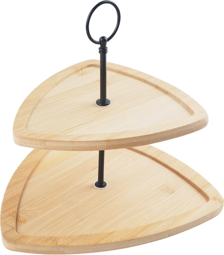 Présentoir de service à étages en bambou 25 × 23,5 cm