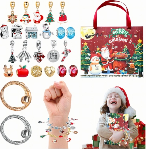 Calendrier de l’Avent avec bracelet et breloques pour création DIY - 1 pièce