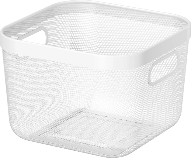 Panier de rangement en métal blanc 24 × 24 × 17 cm
