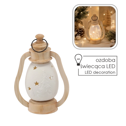 Lanterne décorative de Noël en céramique avec éclairage LED - 1 pièce