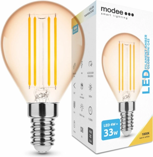 Ampoule LED filament dimmable Modee Amber Globe Mini G45 E14 4 W