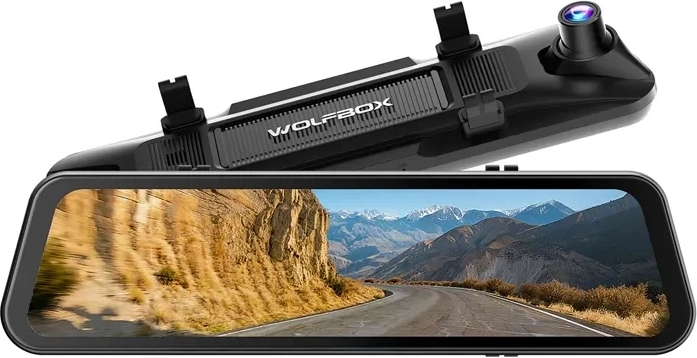 WOLFBOX G900 Pro 4K + caméra embarquée 2,5K dans un rétroviseur