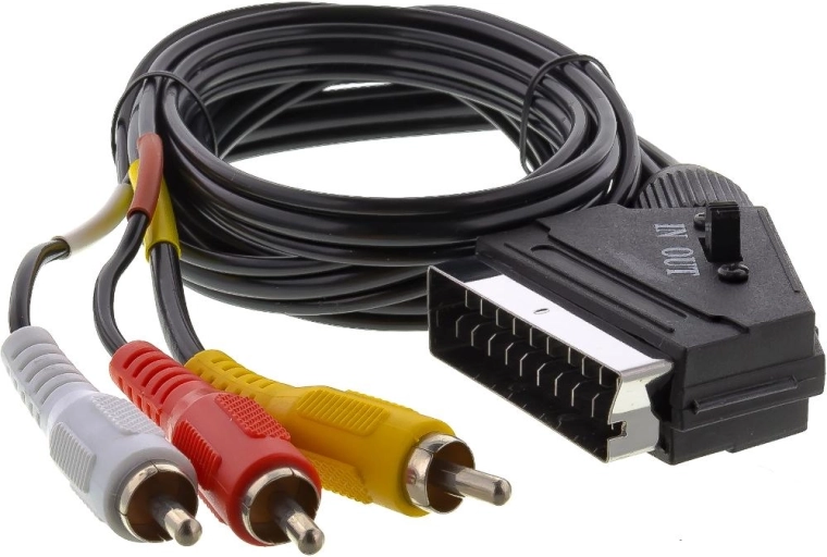 Câble SCART Sencor avec 3 connecteurs RCA et commutateur, 1,5 m