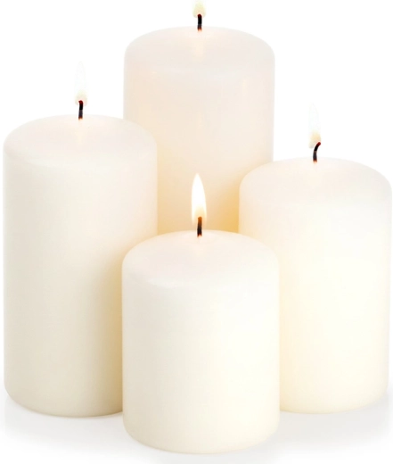 Set de bougies cylindriques blanches sans parfum, 4 pcs
