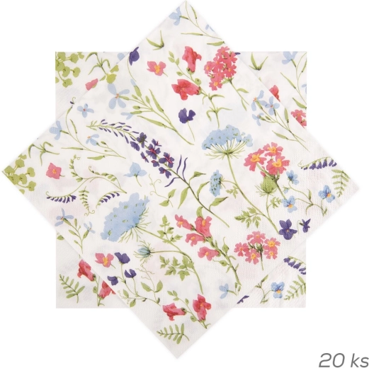 Serviettes en papier à motif floral roses 33 × 33 cm (20 pcs)