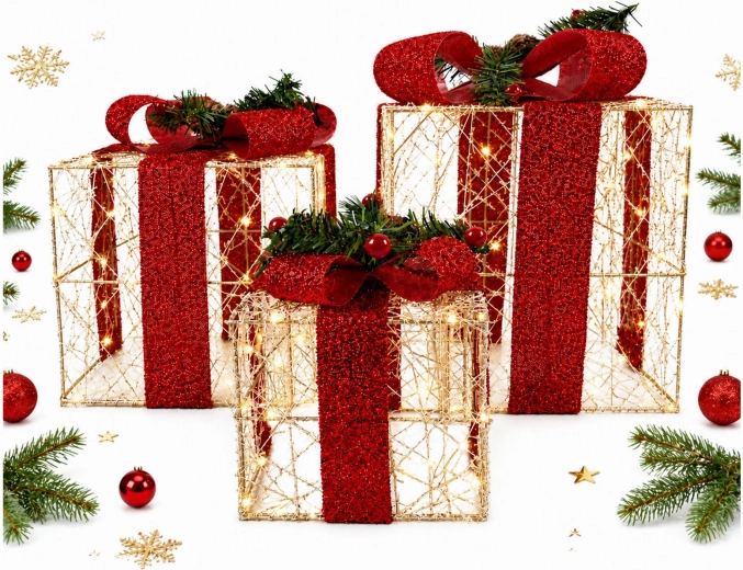 Boîte cadeau de Noël lumineuse à LED - 1 pièce