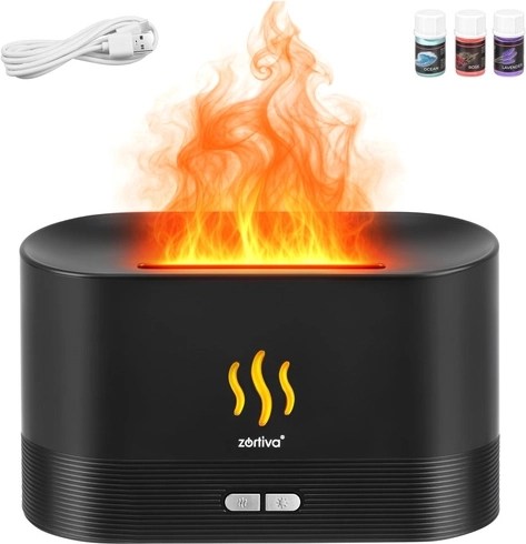 Diffuseur d’arômes et humidificateur d’air Zortiva 180 ml avec effet de flamme
