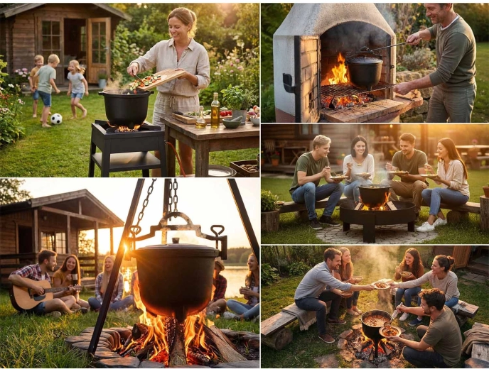 Trois modes d’utilisation : poser, suspendre, cuisiner au gaz