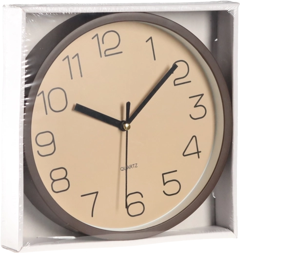 Horloge murale ronde 20 cm blanc-marron