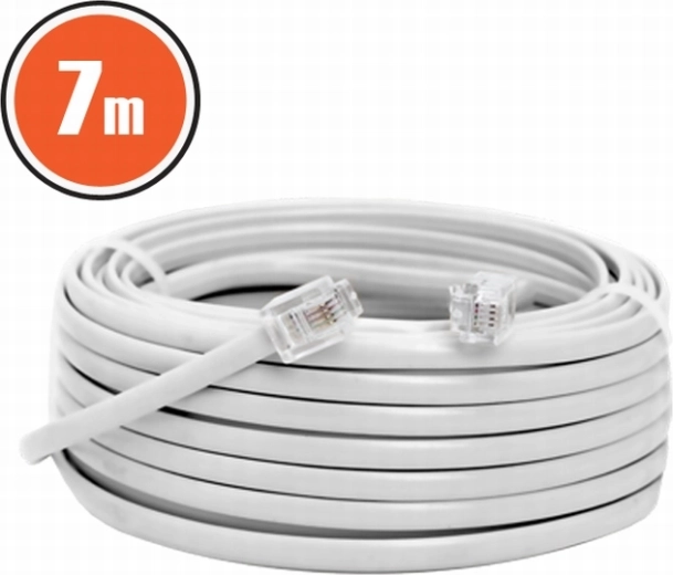 Câble téléphonique 6P4C, 7 m, blanc