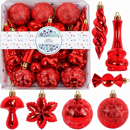 Ensemble de décorations de Noël brillantes et incassables - 28 pièces