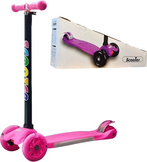 Trottinette tricycle pour enfants avec roues lumineuses – rose